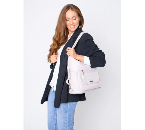 Рюкзак трансформер, Сумка женская на плечо, через плечо, сумка из экокожи, шоппер, торба, бежевая