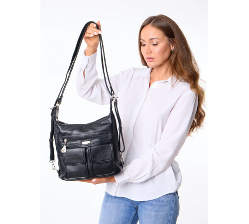 сумка рюкзак, Сумка женская на плечо, через плечо, женская сумка из экокожи, сумка женская трансформер, торба, черная